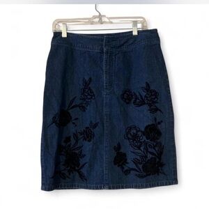 Liz Claiborne Dark Blue Floral Midi Skirt